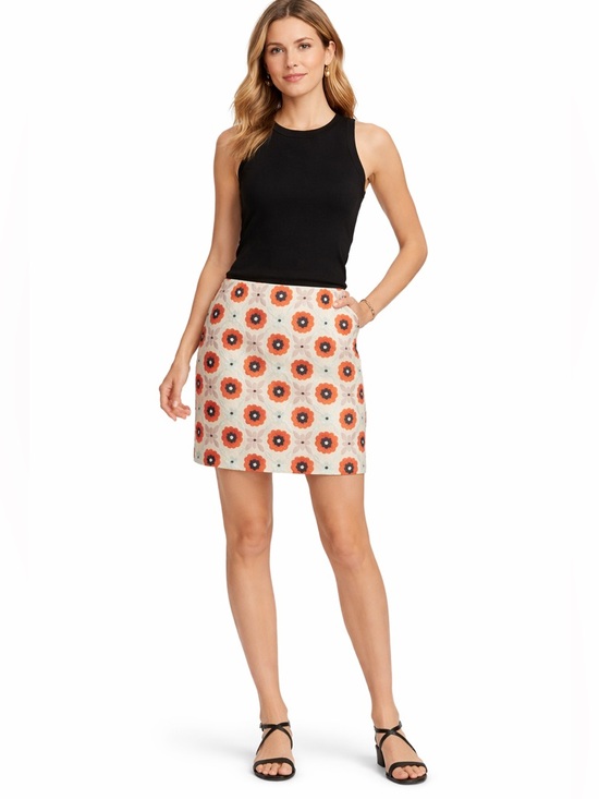 Boden Dresses & Skirts - EUC Boden SZ 4 cream/red/green/lilac floral embroidered skirt w/rear zipper